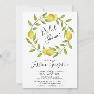 Convites Limões Florescem Verde Chá de panela de Aquarela