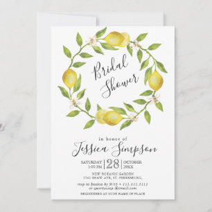 Convites Limões Florescem Verde Chá de panela de Aquarela