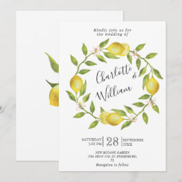 Convites Limões Florescem Verdura Casamento Aquarela