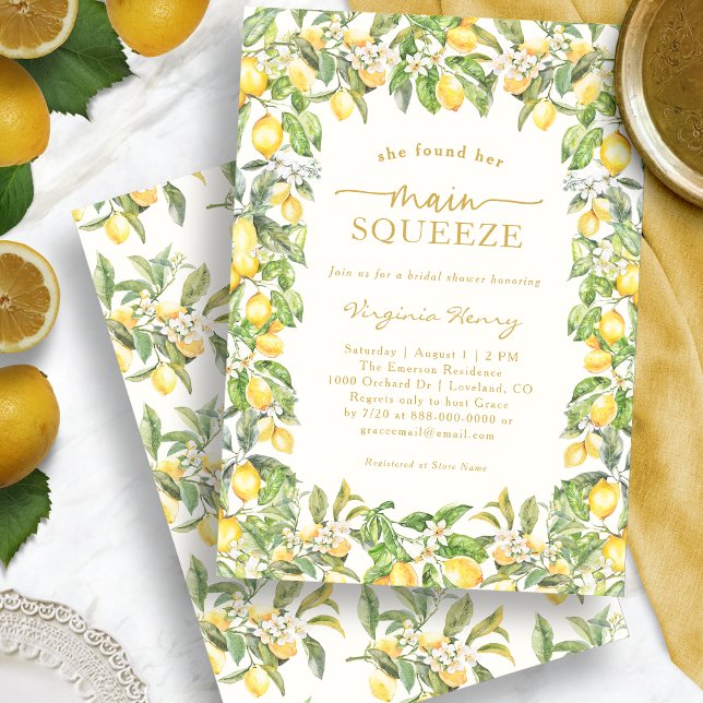 Convites Limões Main Squeeze (Watercolor Italian Lemon Floral Bridal Shower Invitation by Painted Paperie
)
