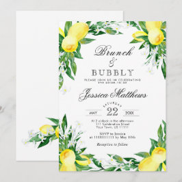 Convites Limões Verdura Flor Brunch & Bubbly