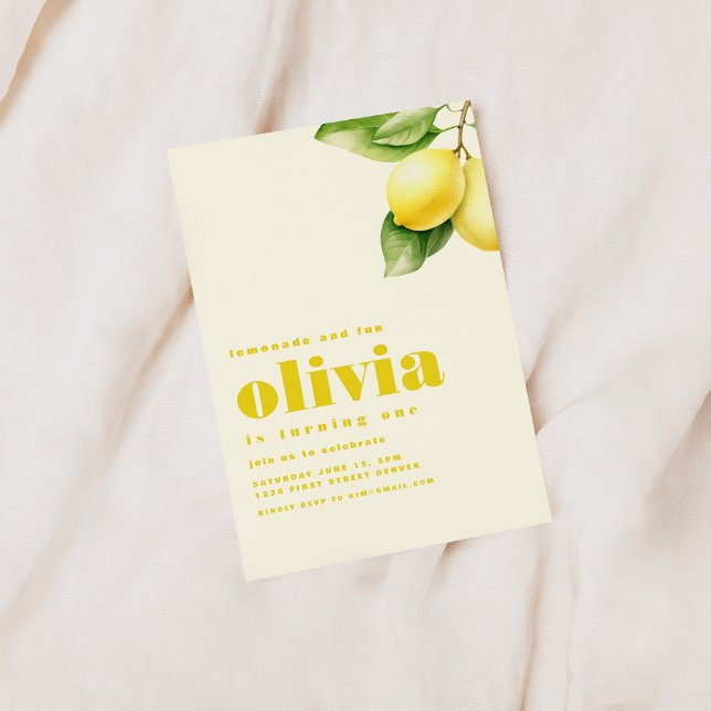 Convites Limonada e divertida, virando um primeiro aniversá (Criador carregado)