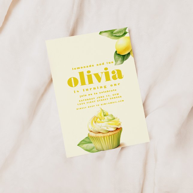 Convites Limonada e divertida, virando um primeiro aniversá (Criador carregado)