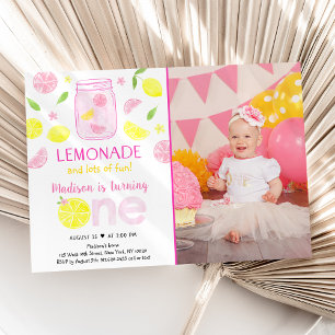 Convites Limonada Rosa Limonada Limão Primeiro Aniversário
