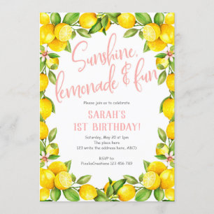 Convites Limonada sunshine, primeiro aniversario de limão