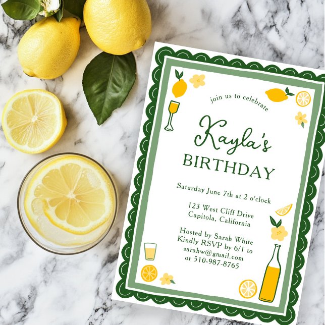 Convites Limoncello Lemonade Limões FESTA DE ANIVERSÁRIO PE (Limoncello Lemonade Lemons CUSTOM BIRTHDAY PARTY Invitation
)