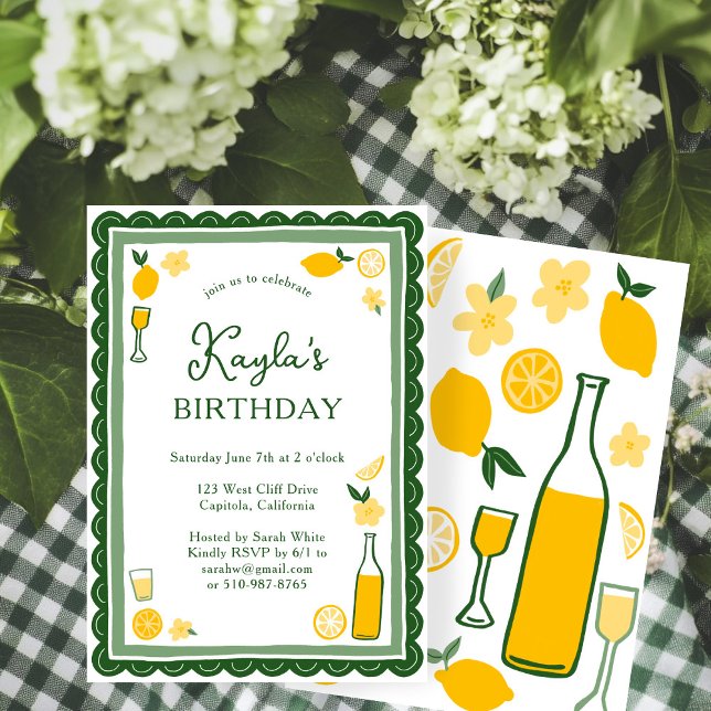 Convites Limoncello Lemonade Limões FESTA DE ANIVERSÁRIO PE (Limoncello Lemonade Lemons CUSTOM BIRTHDAY PARTY Invitation
)