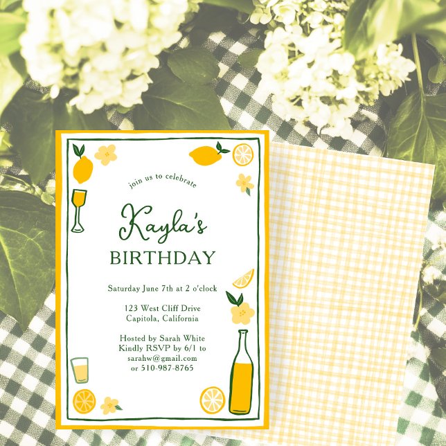 Convites Limoncello Lemonade Limões FESTA DE ANIVERSÁRIO PE (Limoncello Lemonade Lemons CUSTOM BIRTHDAY PARTY Invitation
)