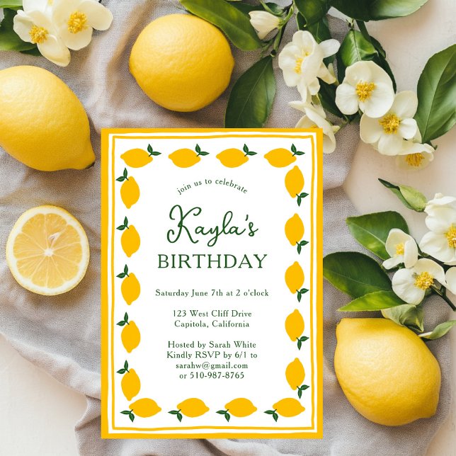 Convites Limoncello Lemons, FESTA DE ANIVERSÁRIO CLIENTE DE (Limoncello Lemons CUSTOM Cute Adult or Child BIRTHDAY PARTY Invitation
)