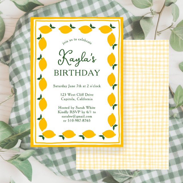Convites Limoncello Lemons, FESTA DE ANIVERSÁRIO CLIENTE DE (Limoncello Lemons CUSTOM Cute BIRTHDAY PARTY Invitation
)