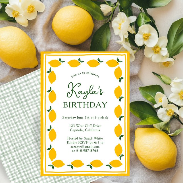 Convites Limoncello Lemons, FESTA DE ANIVERSÁRIO CLIENTE DE (Limoncello Lemons CUSTOM Cute BIRTHDAY PARTY Invitation
)