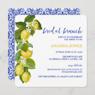 Convites Limone I Italiano Lemon & Blue Azulejo Chá Invite