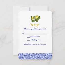 Convites Limone I Italiano Lemon & Blue Azulejo RSVP Card