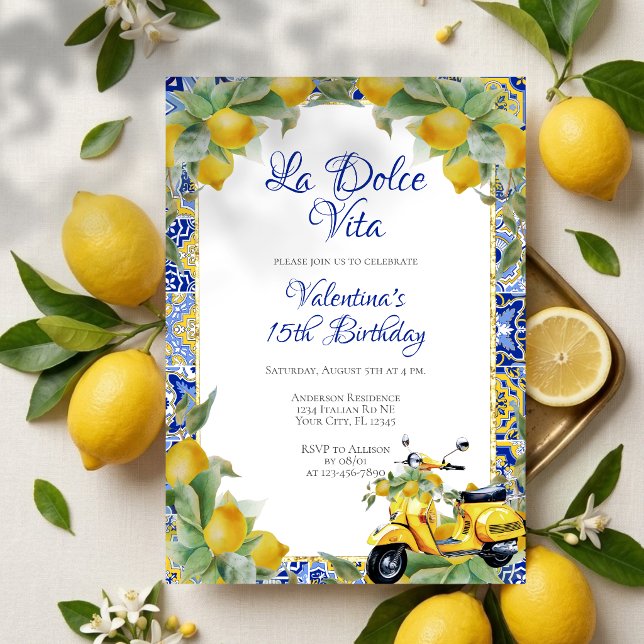 Convites Limonetes Amarelos de Scooter Italiano & Aniversár (Criador carregado)