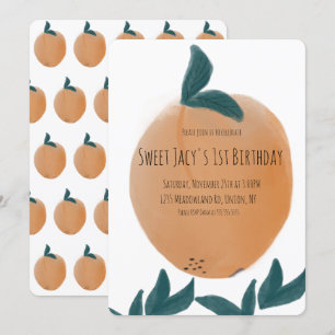 Convites Linda Água-marinha Pêssego Doce Aniversário