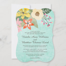 Convites Linda Blooms Watercolor Casamento Floral / Aqua