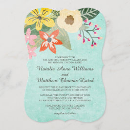 Convites Linda Blooms Watercolor Casamento Floral / Aqua