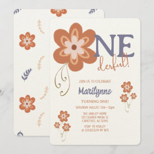 Convites Linda Boho Daisy Primeiro Aniversário Maravilhoso