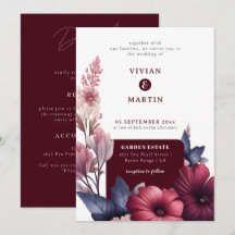 Linda Burgundy Floral Tudo em Um Casamento