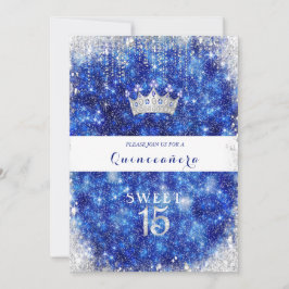 Convites Linda Coroa de Quinceanera Azul Esparcial