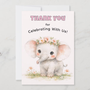 Convites Linda Elefante de Safári em Aquarela Rosa para Men