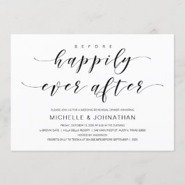 Convites Linda elegância, Script Preto, Janto de Ensaio