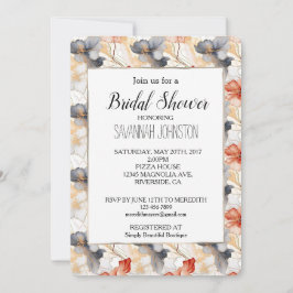 Convites Linda feminina Peach Blue e White Floral