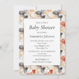 Convites Linda feminina Peach Blue e White Floral