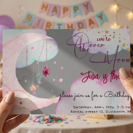 Convites Linda festa de aniversário infantil pastel além da