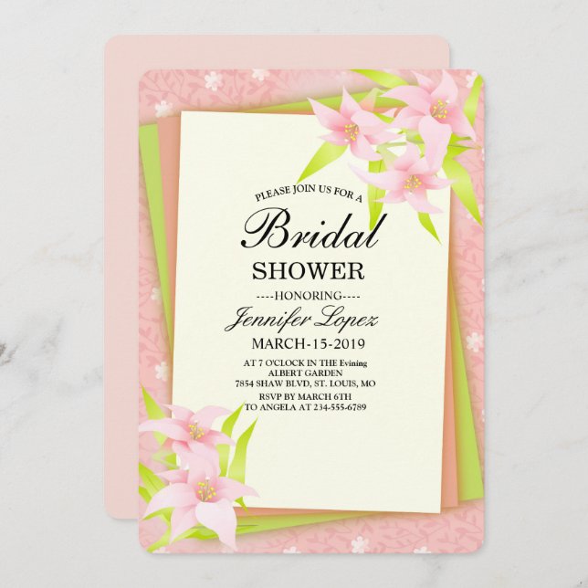 Convites Linda floral pinky (Frente/Verso)