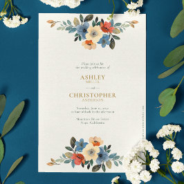 Convites Linda Floral Watercolor Casamento de Marfim