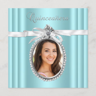 Convites Linda Foto Azul Turquesa Quinceanera