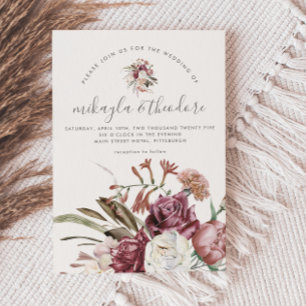 Convites Linda Foto Floral de Boho Neutro