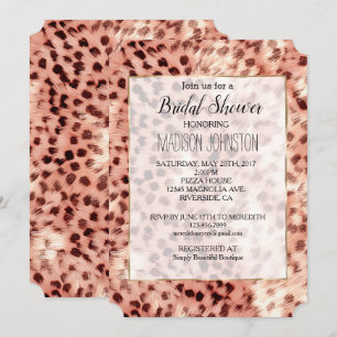 Convites Linda Garota Chic Rosa Dourado Leopardo