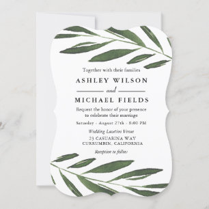 Convites Linda Greenery Fern Leaf Modern Weding