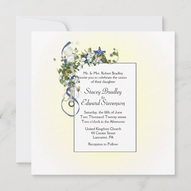 Convites Linda manhã, amarelo-sol com fitas e bolhas (Frente)