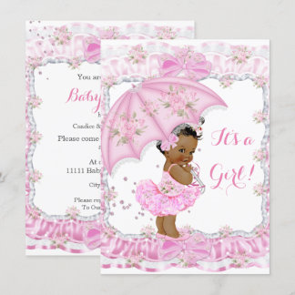 Convites Linda Menina de Chuveiro de Bebê Floral Rosa Étnic