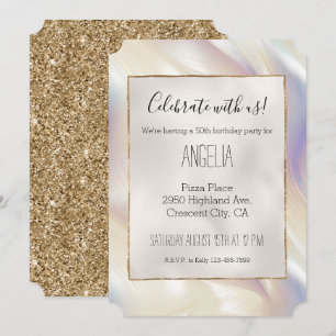 Convites Linda Pérola Azul Água Roxo Redemoinho Elegante