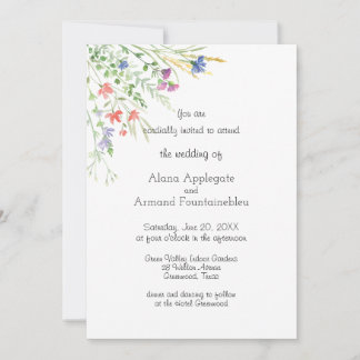Convites Linda Praga de Aquarela Flores Selvagens