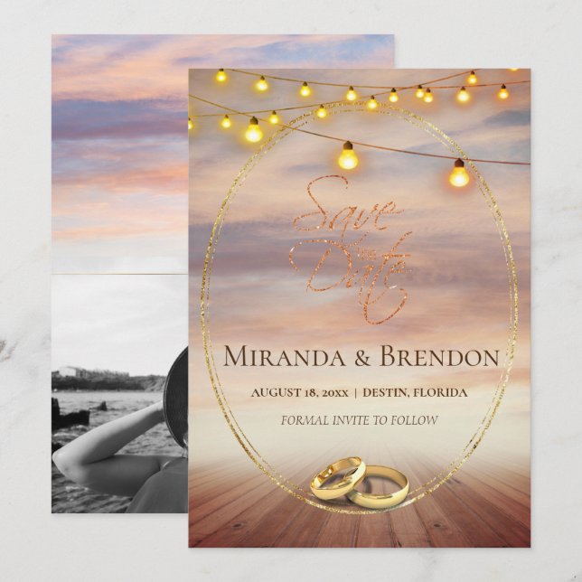 Convites Linda praia da Flórida, brilhante e sua foto (Frente/Verso)