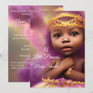 Convites Linda Princesa Chuvada de Bebê Menina Étnica 