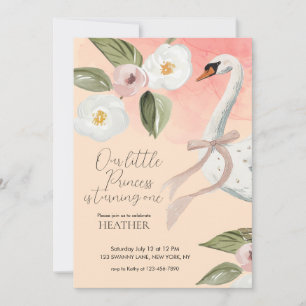Convites Linda Princesa Cisne Encantada Primeiro Aniversári