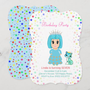 Convites Linda Princesa com Gatinho no 7º Aniversário