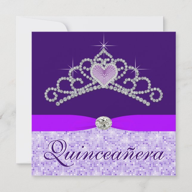 Convites Linda Quincenera Roxa Lavanda (Frente)