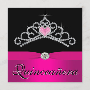 Convites Linda Tiara de Princesa Rosa Quinceanera