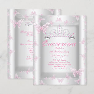 Convites Linda Tiarra de Borboleta para Festa de Quinceaner