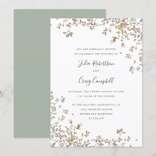 Convites Linda Tiny Green deixa Whimsical