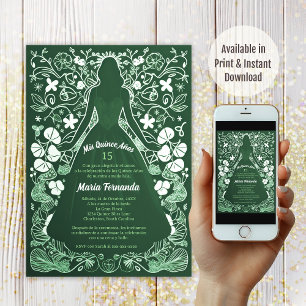 Convites Linda Verde meus quinze anos Festa de debutante