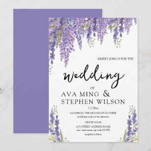 Convites Linda Wisteria tree Watercolor Casamento