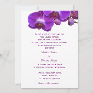 Convites Lindas, elegantes, flores de orquídea roxa casamen